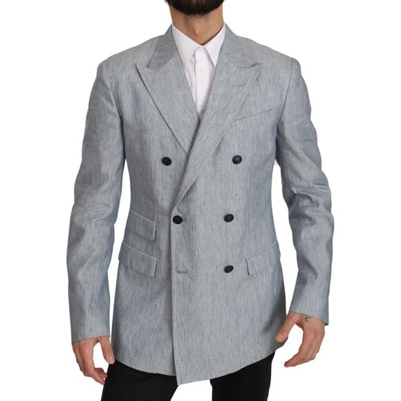 Dolce & Gabbana Blue Flax NAPOLI Jacket Coat Men's Blazer